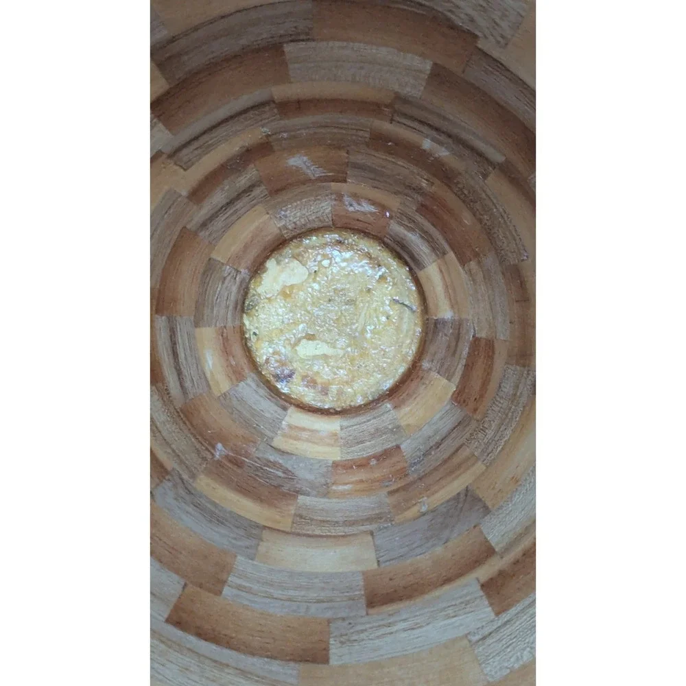 Vintage Hand Turned Segmented Elm/Pine Wood Bowl 6 3/4